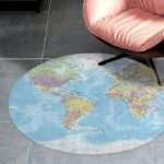World Map Round Rug,4x4 Circle Area Rug - Image 4