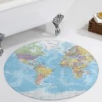World Map Round Rug,4x4 Circle Area Rug - Image 5