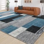 Large Area Rugs,Modern Geometric Patchwork Floor Decor for Bedroom Aesthetic Carpet - Image 2