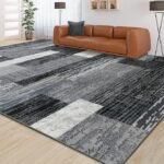 Large Area Rugs,Modern Geometric Patchwork Floor Decor for Bedroom Aesthetic Carpet - Image 4