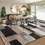 Large Area Rugs,Modern Geometric Patchwork Floor Decor for Bedroom Aesthetic Carpet - Image 5