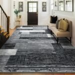 Large Area Rugs,Modern Geometric Patchwork Floor Decor for Bedroom Aesthetic Carpet