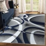 Area Rug 5x7 Navy Door Mat Modern Swirls Carpet Bedroom Living Room